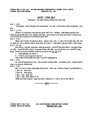 Kỳ thi chọn học sinh giỏi cấp trường (lớp 12 thpt) năm học 2006 - 2007 môn  sinh học